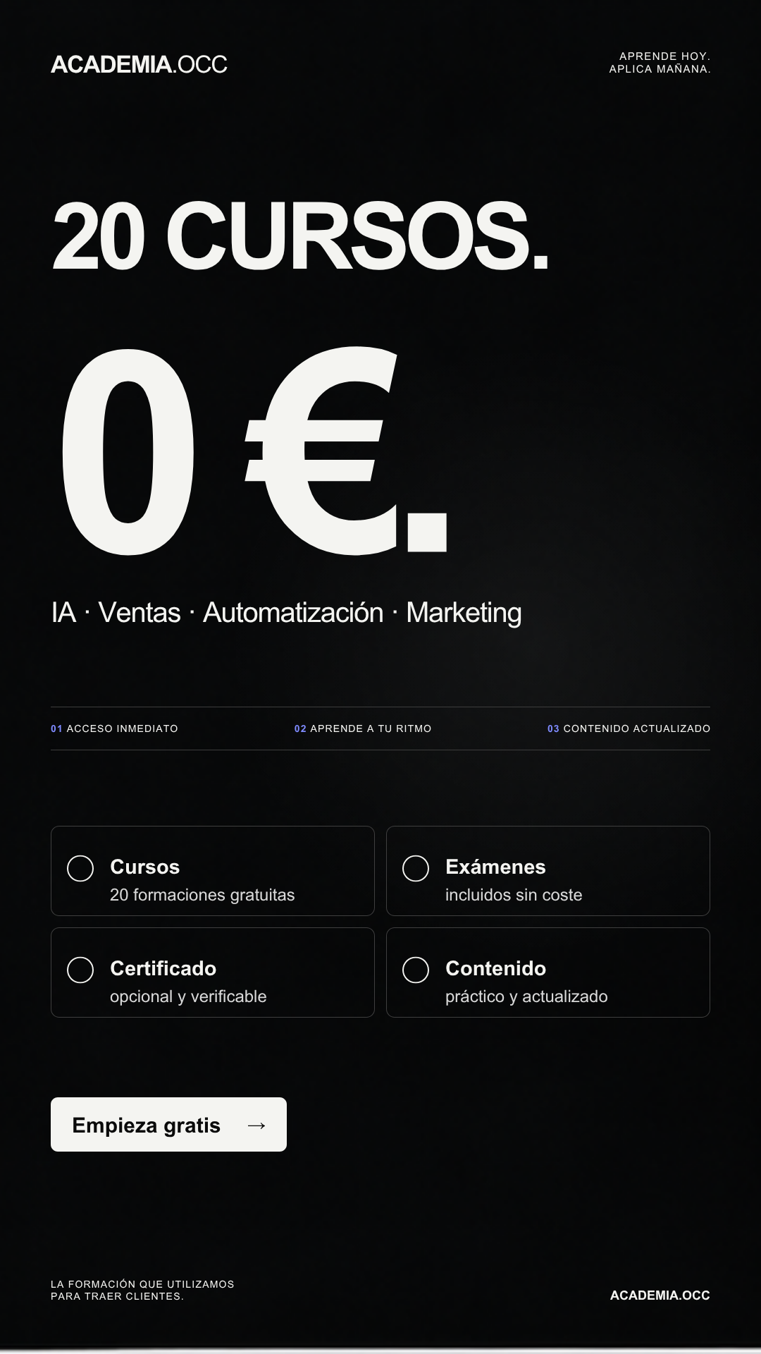 20 cursos gratis de IA, ventas, automatización y marketing